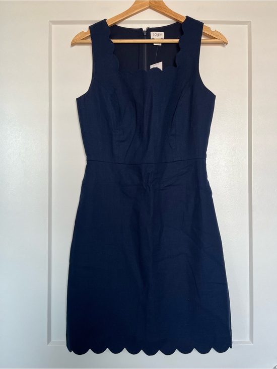 J. Crew Dresses & Skirts - J.Crew Navy Scalloped Sheath Dress Size 2 NWT Lined Cotton Workwear